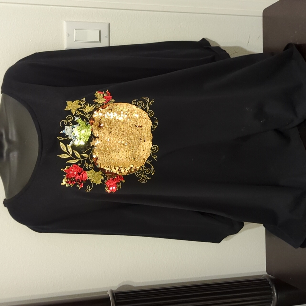 Catherines Beautiful Thanksgiving Fall Shimmer Top size 4X 30/32W Art to Wear